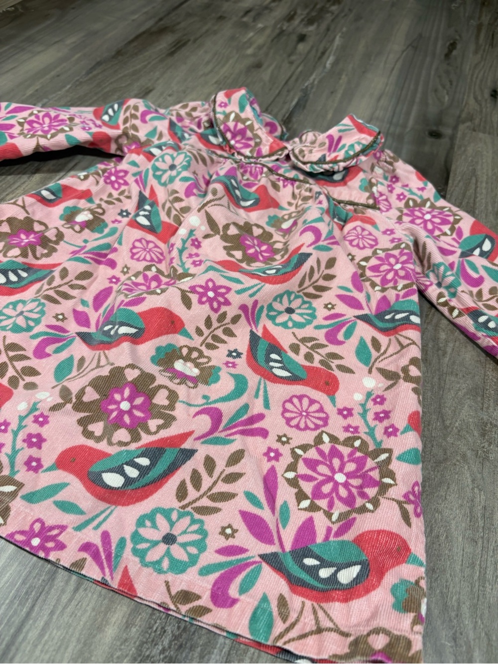Baby Boden Girls Pink Corduroy Folksy Bird Inspired Dress 2-3 Years